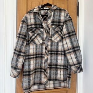 Plaid Shacket Jacket - Cream & Black